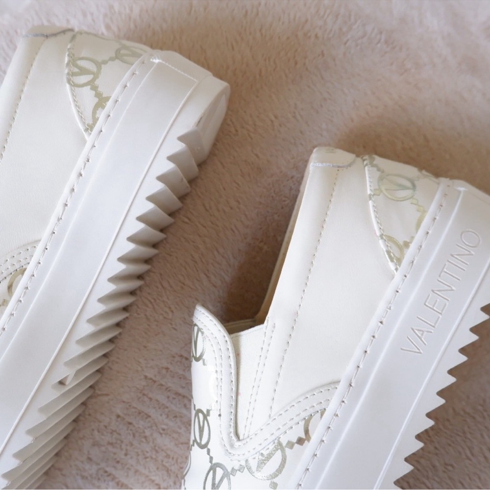 VALENTINO Regina Gold Monogram Slip on Sneakers